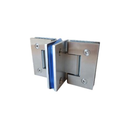 Bisagra T vidrio/vidrio doble 180º CON FIJO central 90º inoxidable SUGL-103