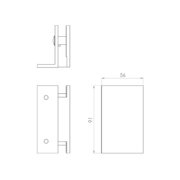Soporte SP0011 vidrio-pared-esquema