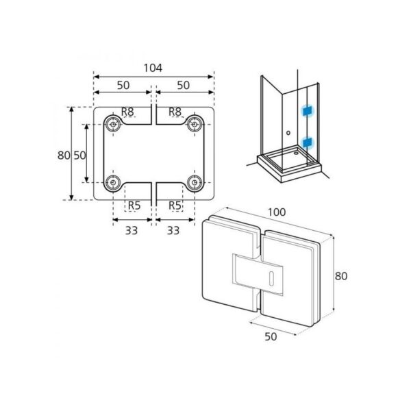 Bisagra con retención GE50182CB-esquema
