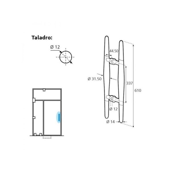 Tirador doble GEH500-250IB-esquema
