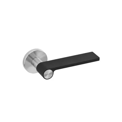 Juego manillas OUTLINE BLACK MATTE 19Ømm roseta metálica con muelle JNFIN00313RC08M