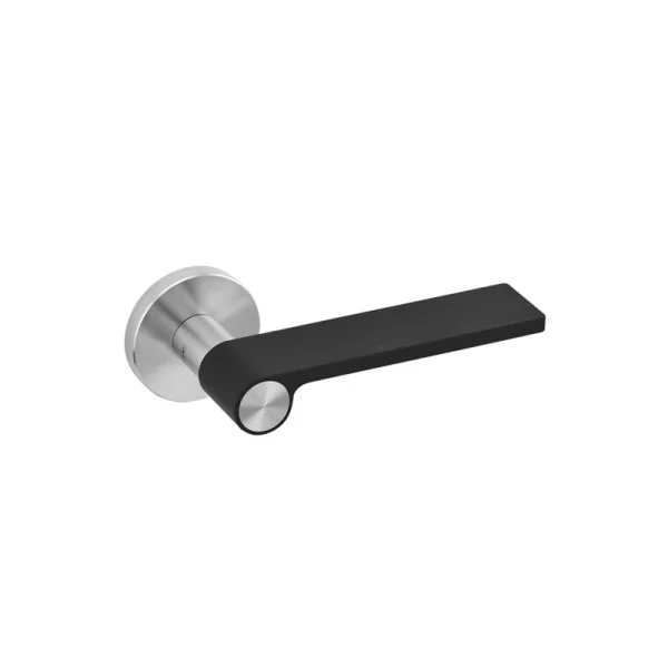 Juego manillas OUTLINE BLACK MATTE 19Ømm roseta metálica con muelle JNFIN00313RC08M